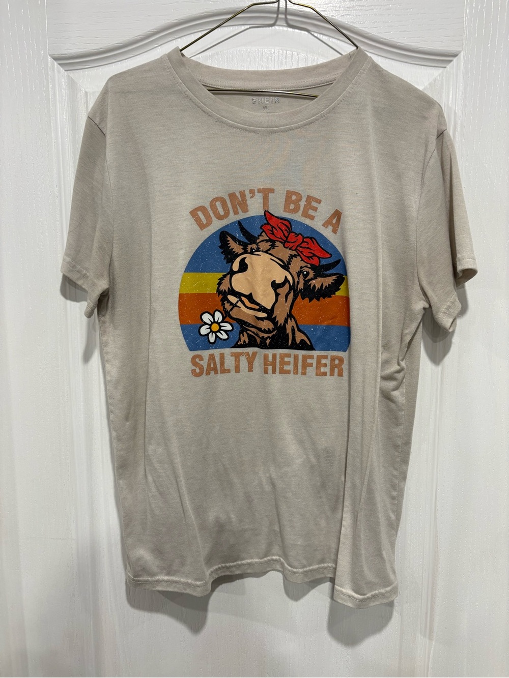 SHEIN Beige 'Don't Be a Salty Heifer' Graphic Tee